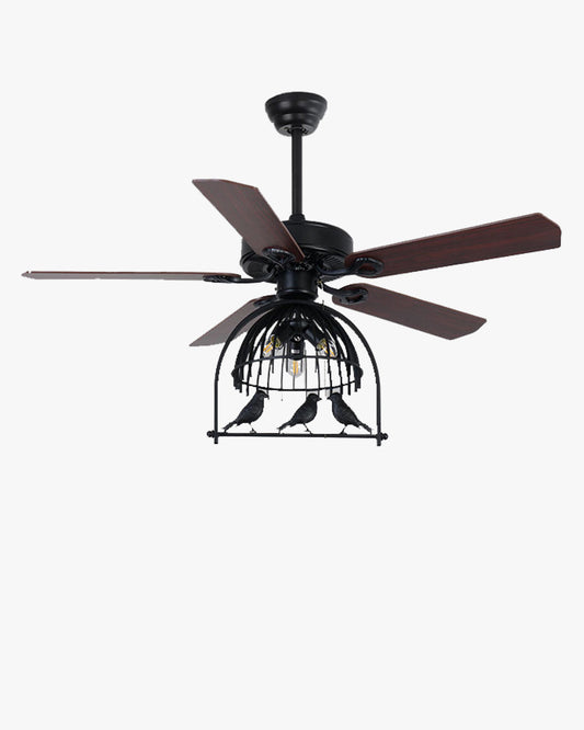 Ventilateur de Plafond Style Vintage avec Cage Déco-RetroCage™