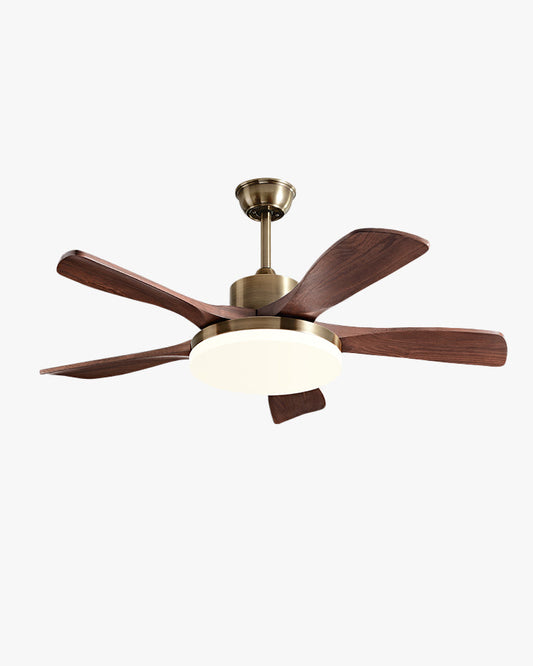 Ventilateur de Plafond « Éclat Noyer » – Bois Doré avec Lumière Vive