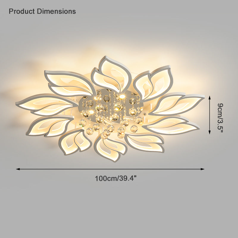 Plafonnier Encastré Cristal Fleurs Élégantes