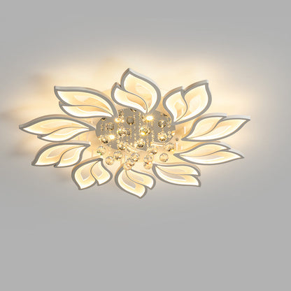 Elegant Flowers Crystal Flush Mount Ceiling Light