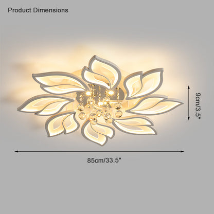 Elegant Flowers Crystal Flush Mount Ceiling Light