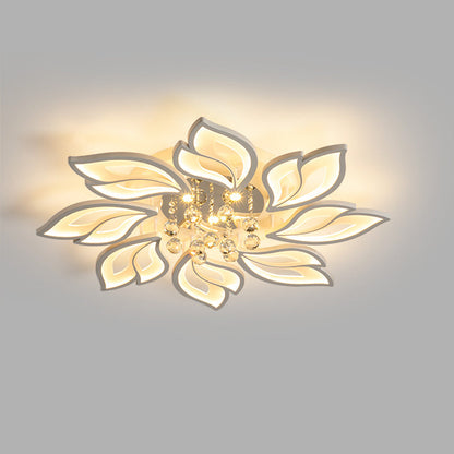 Elegant Flowers Crystal Flush Mount Ceiling Light