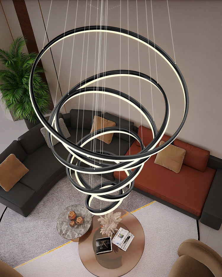 LED Ring Chandelier - Cascading Elegance