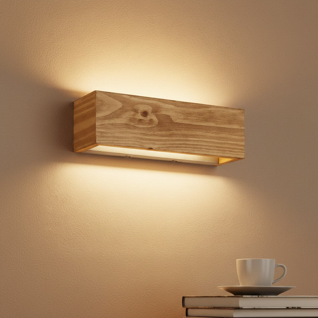 Applique Murale Rectangulaire LED en Bois