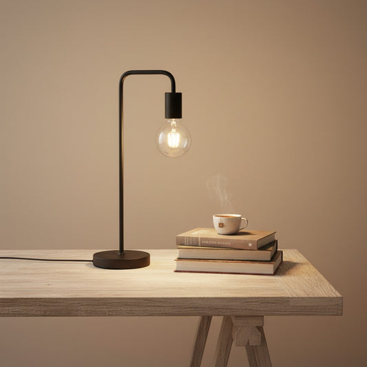 Lampe de Table Noire en Metal et Ampoule