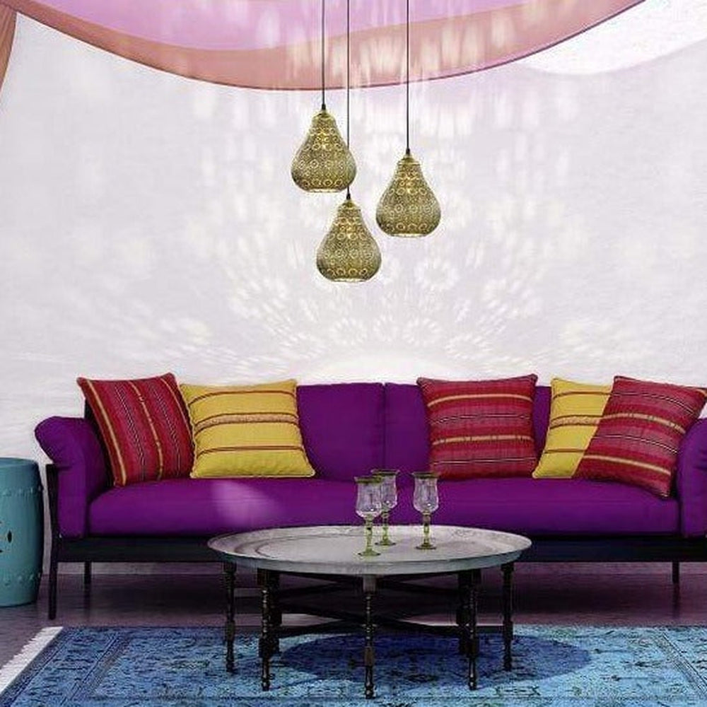 Luminaire oriental en acier doré