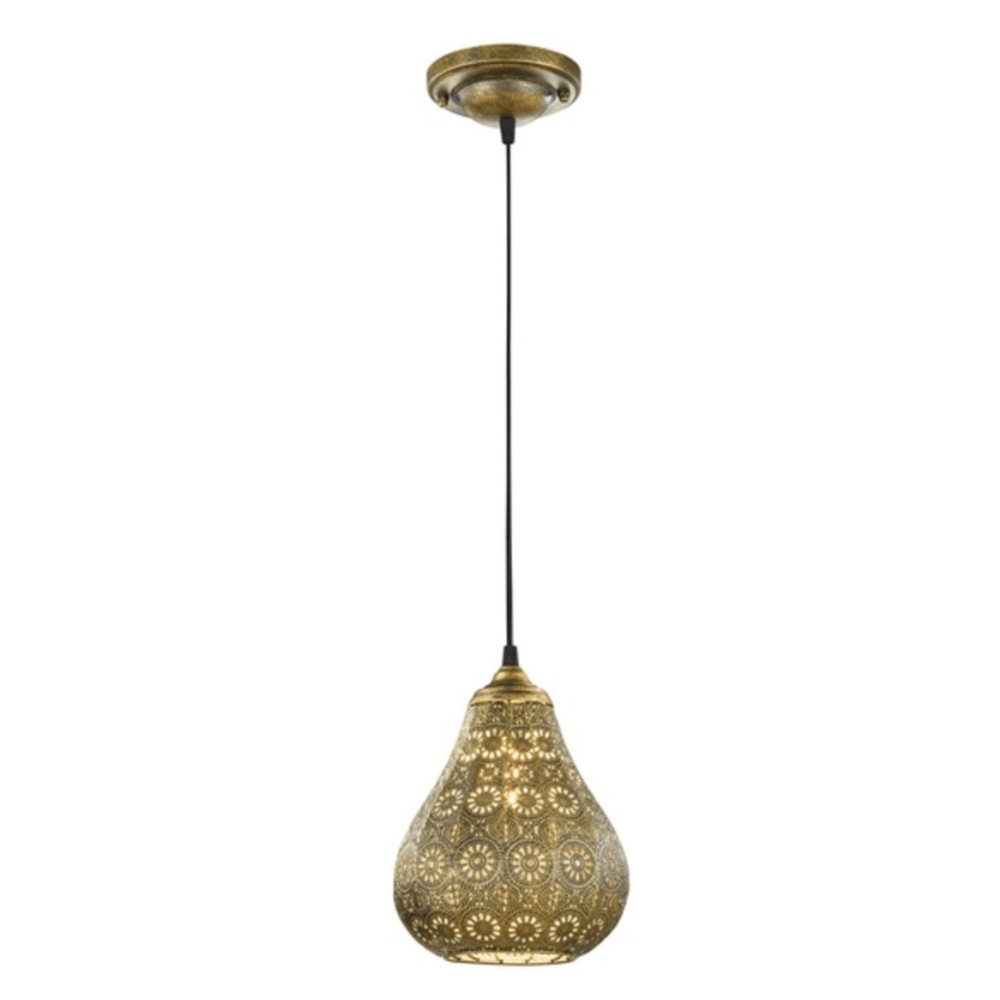 Luminaire oriental en acier doré