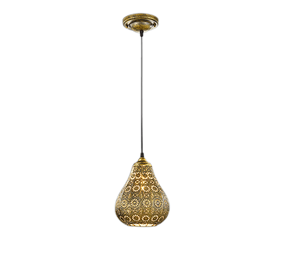 Luminaire oriental en acier doré