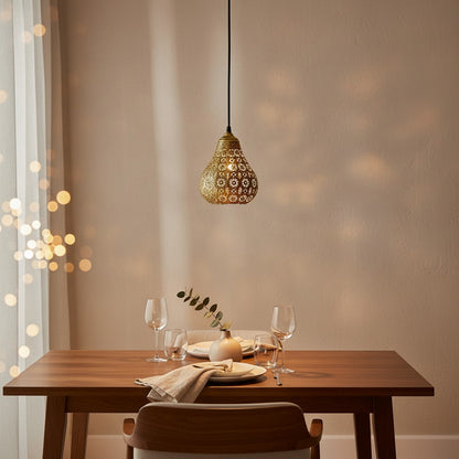 Luminaire oriental en acier doré