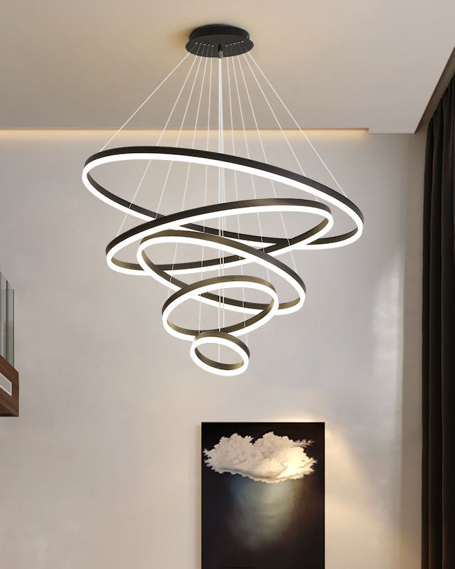 LED Ring Chandelier - Cascading Elegance