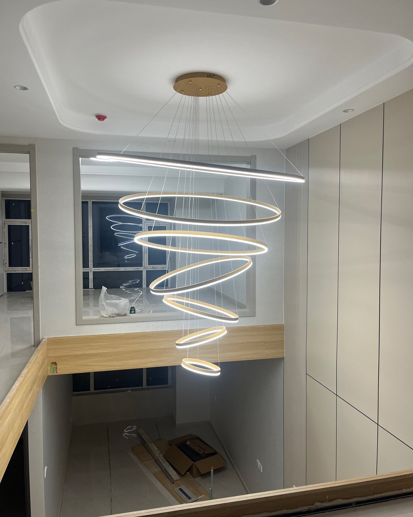 LED Ring Chandelier - Cascading Elegance