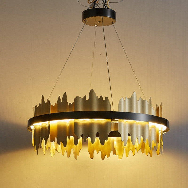 Lustre Rond - Iceberg Noir & Or
