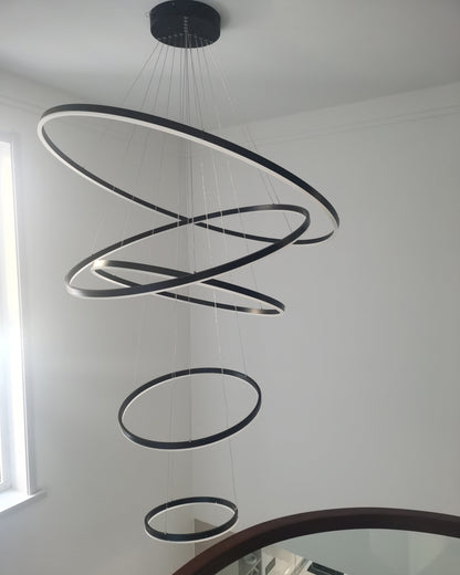LED Ring Chandelier - Cascading Elegance