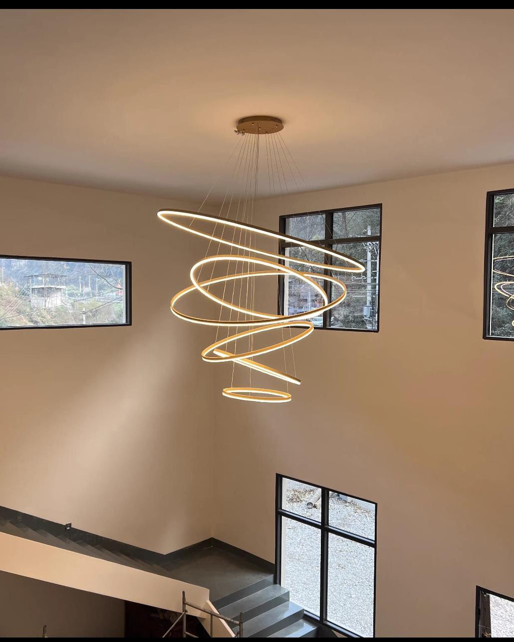 LED Ring Chandelier - Cascading Elegance
