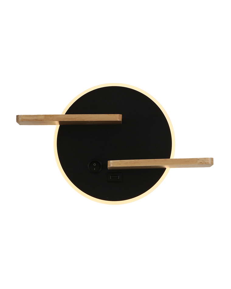 Round Wall Light with Shelf and USB Port