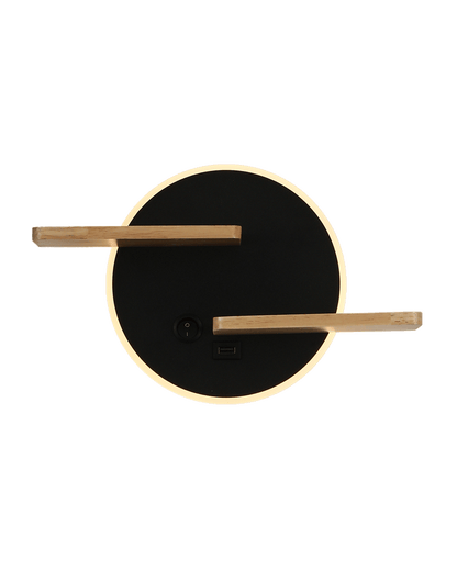 Round Wall Light with Shelf and USB Port