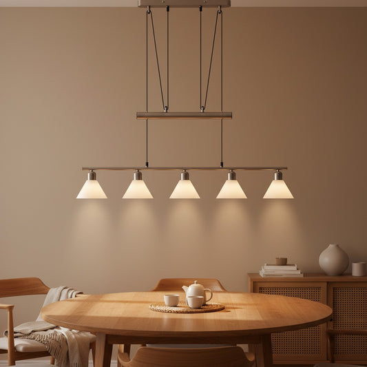 Grande suspension en verre blanc pour cuisine