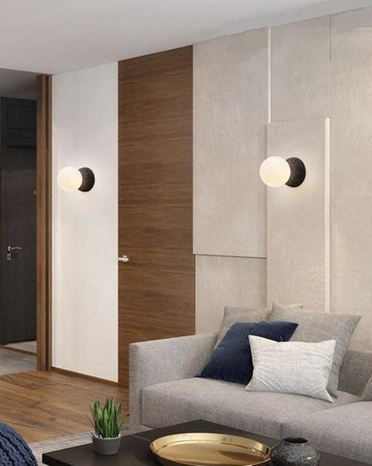 Spherical Glass and Concrete Wall Light
