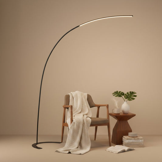 Lampadaire Arc Noir - Style Minimaliste pour salon