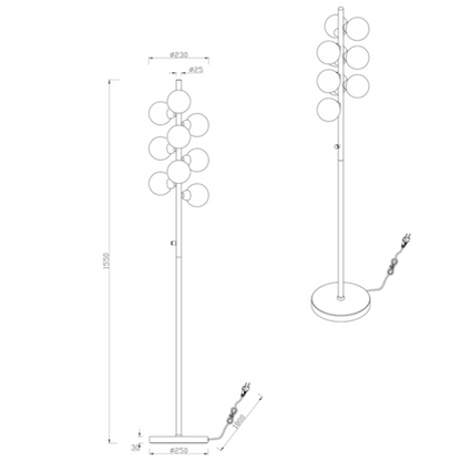 Lampadaire Chrome avec Globes en Verre - Style Design