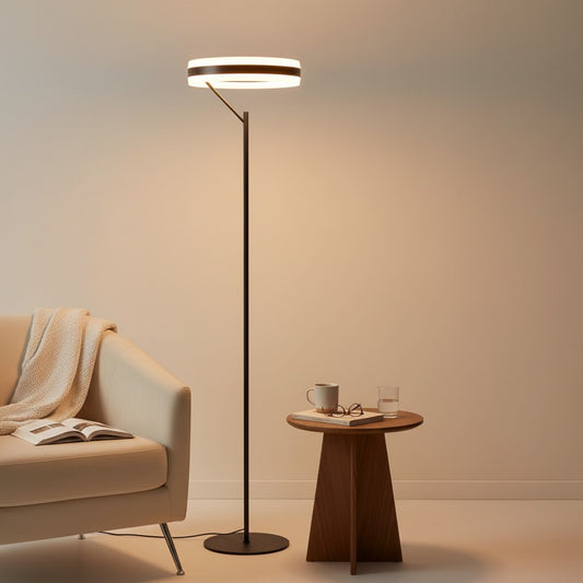 Lampadaire LED noir minimaliste - Dimmable