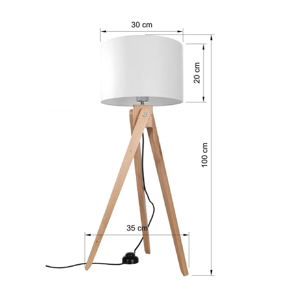 Lampadaire Pied Bois Abat Jour Blanc - Style Scandinave