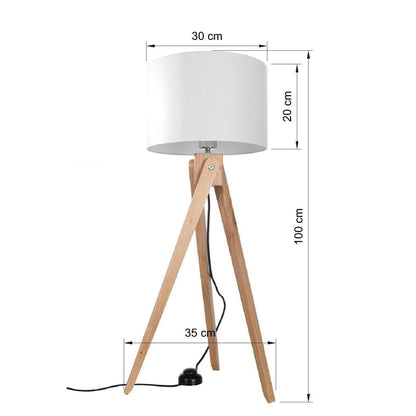 Lampadaire Pied Bois Abat Jour Blanc - Style Scandinave
