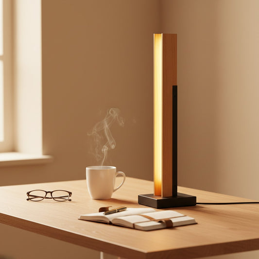 Lampe Chevet Noire et Bois - Style Scandinave Minimaliste