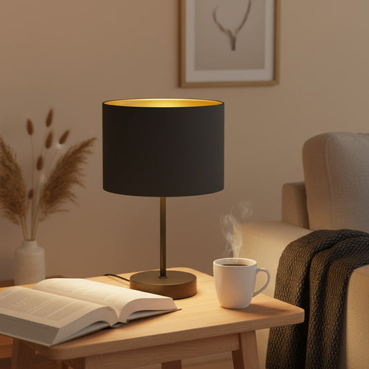 Lampe de Table Noire Et Doré