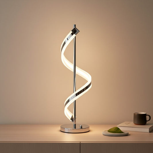 Lampe LED Lumineuse en Spirale Argent Chrome