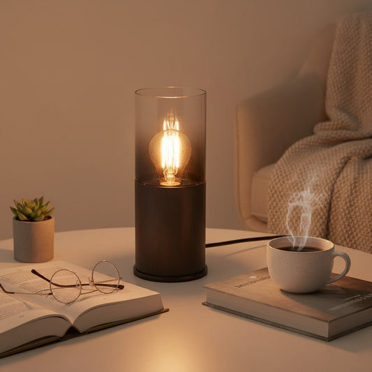 Petite Lampe de Table en Verre Noir