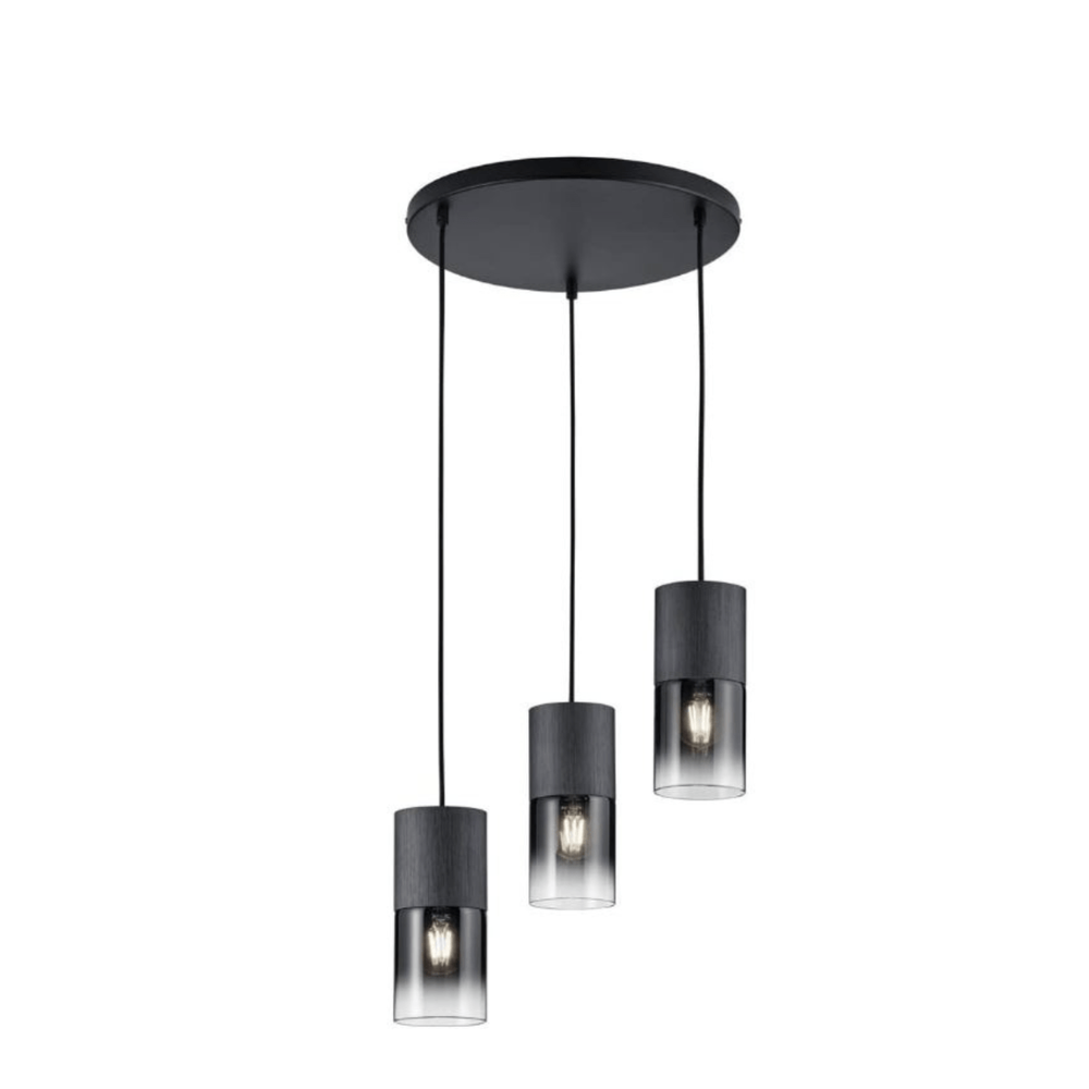 Luminaire 3 suspensions noires - style industriel pour salon