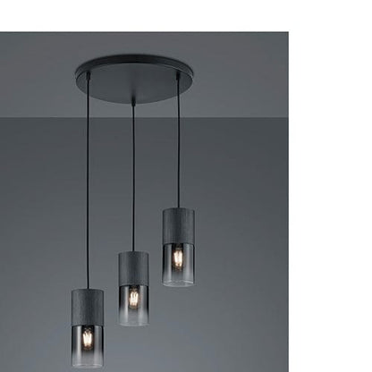 Luminaire 3 suspensions noires - style industriel pour salon
