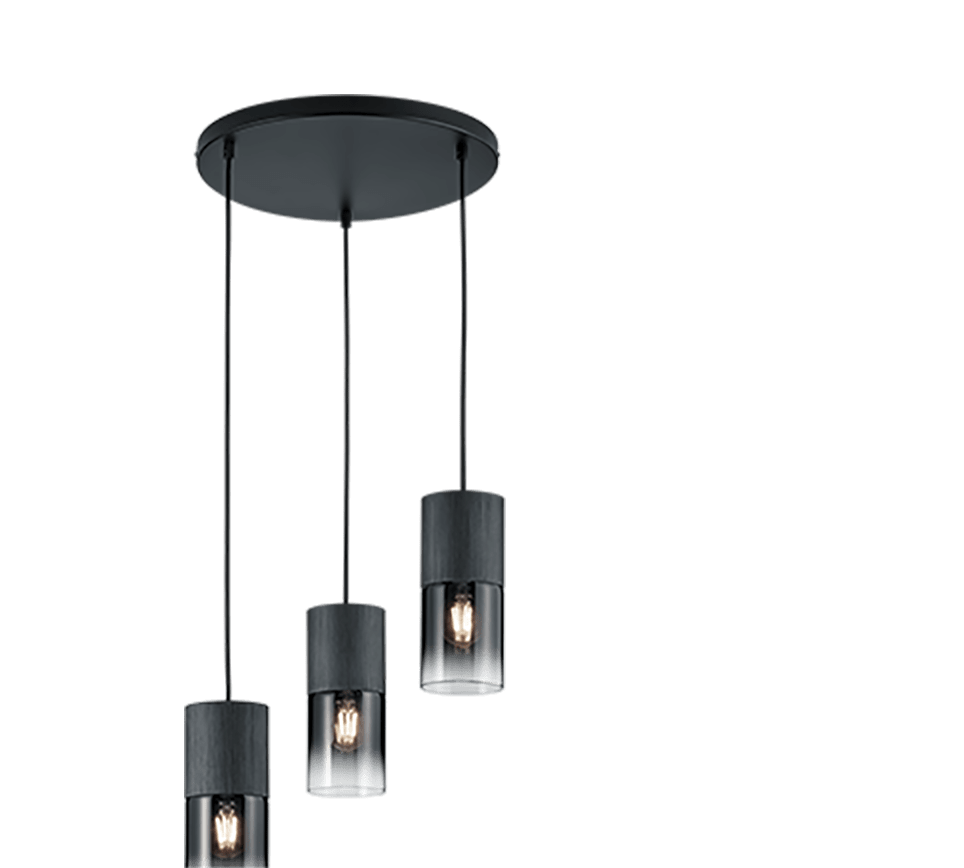 Luminaire 3 suspensions noires - style industriel pour salon