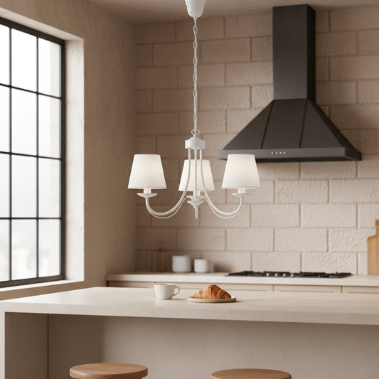 Lustre Chandelier Blanc en Tissu