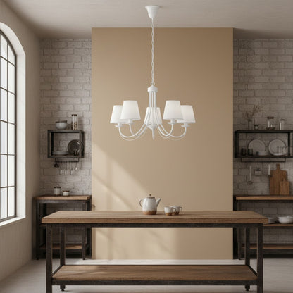 Lustre Chandelier Ancien Blanc Avec Abat Jour