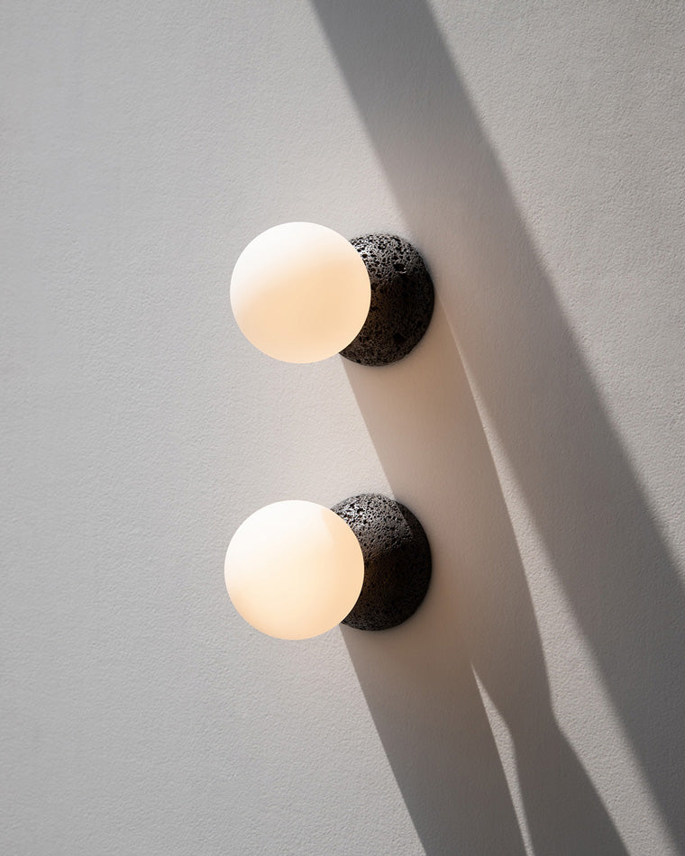Spherical Glass and Concrete Wall Light