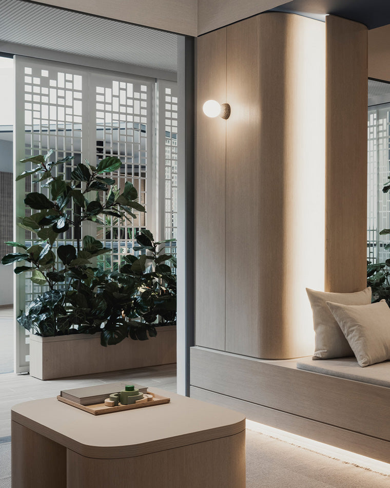 Spherical Glass and Concrete Wall Light