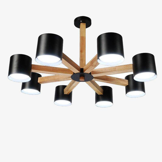 Plafonnier Cylindrique en Bois LED - Éclat Coloré Design Moderne-1