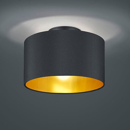 Plafonnier rond abat jour en tissu noir