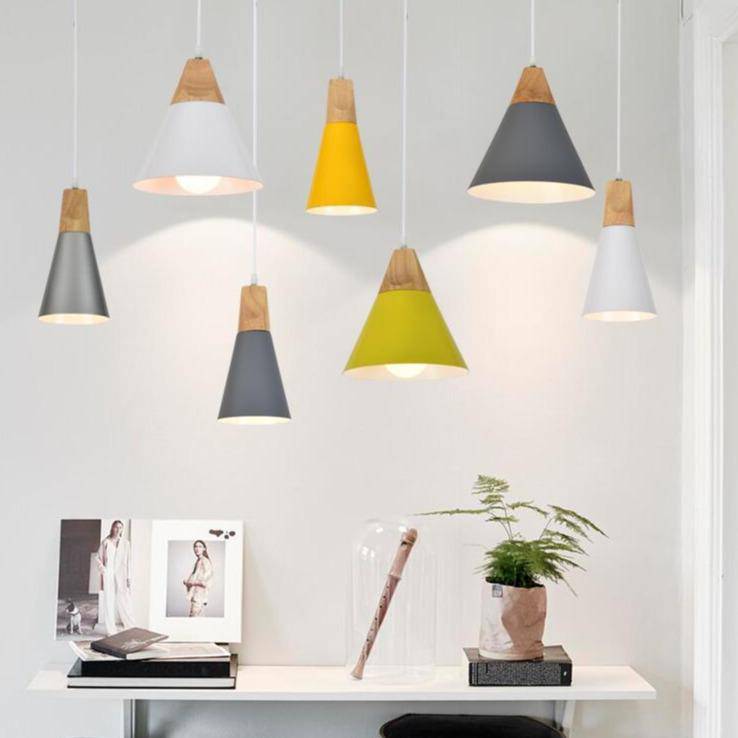 Suspension Vintage en Bois et Aluminium - Cone-3
