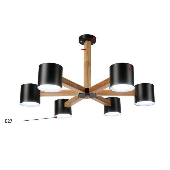 Plafonnier Cylindrique en Bois LED - Éclat Coloré Design Moderne-4