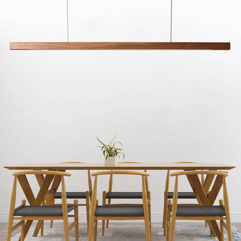 Suspension LED en Bois Allongé - Hang Minimaliste pour Luminaire Chambre-3