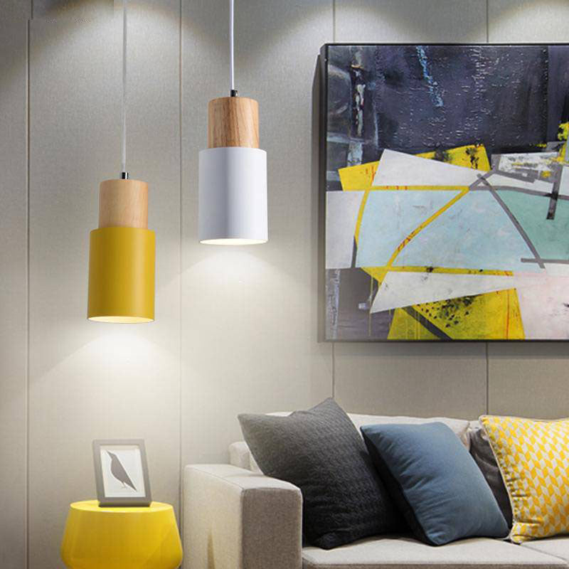 Suspension Cylindrique Design - Wood Minimaliste en Bois et Aluminium-2