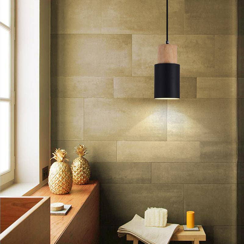 Suspension Cylindrique Design - Wood Minimaliste en Bois et Aluminium-4
