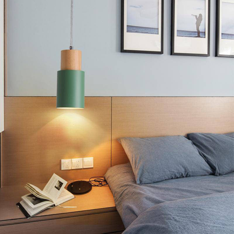 Suspension Cylindrique Design - Wood Minimaliste en Bois et Aluminium-3