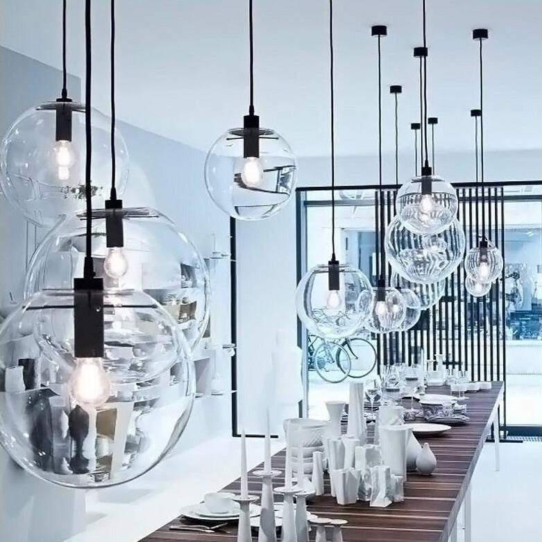 Suspension Boule en Verre LED - Éclat Élégant Noir ou Rose Gold-2