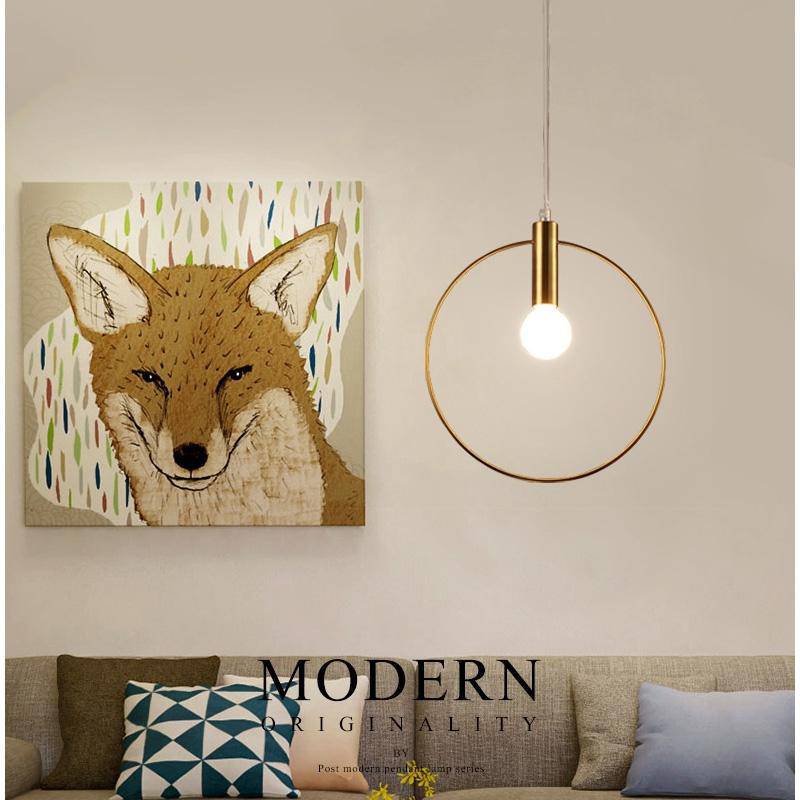 Suspension LED Ronde Dorée - Élégance Moderne pour Luminaire Chambre-3