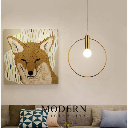 Suspension LED Ronde Dorée - Élégance Moderne pour Luminaire Chambre-3