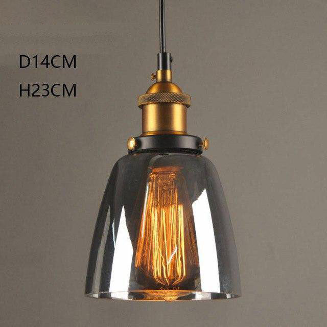 Suspension Vintage en Verre Fumé - Élégance Industrielle-1